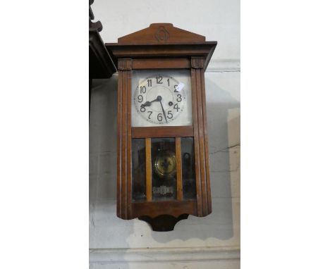 An Edwardian Mahogany Cased Wall Clock, 54cm High 