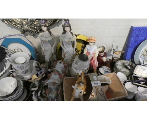 A Tray of Ceramics to Include Figural Ornaments, Character Jugs, Ceramic Basket Etc 