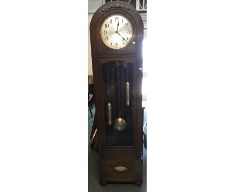 An Edwardian Oak Three Weight Long Case Clock, One Weight Requires New Hook 