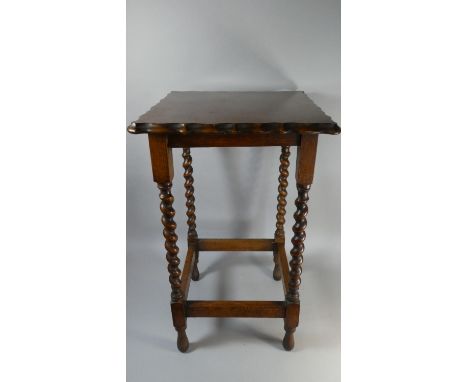 A Square Topped Occasional Table with Barley Twist Supports, 74cm High 