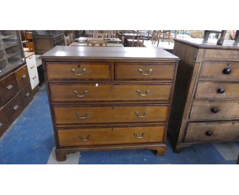 A Late 19th Century Oak and Crossbanded Mahogany Chest of Two Short and Three Long Drawers on Bracket Feet, 110cm Wide 
