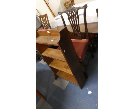 A Four Shelf Oak Open Bookcase and Mahogany Framed 19th Chair with Pierced Splat 