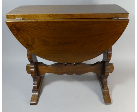 A Small Oak Drop Leaf Twist Top Table, 52cm Long 