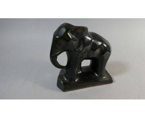 A Black Golden Jade Ceramic Elephant 
