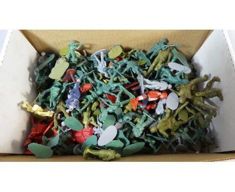 A Box of Plastic Army Figures, Cowboy and Indians etc 