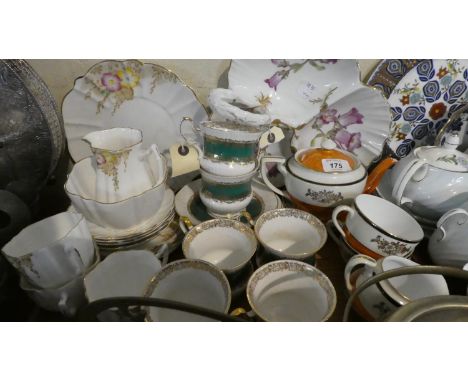 A Tray of Ceramic Teawares, Trefoil Dish etc 