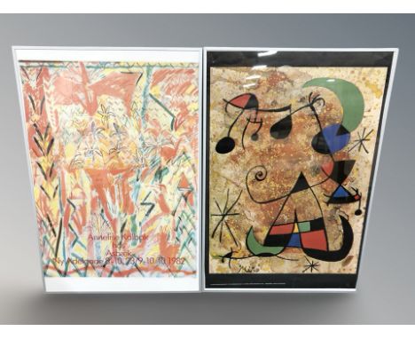 An Annelise Kalbak gallery print, overall 94 cm x 63 cm and a further Joan Miro print 