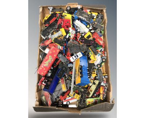 A large quantity of unboxed die cast cars and other vehicles including Bburago, etc. (1 box)
