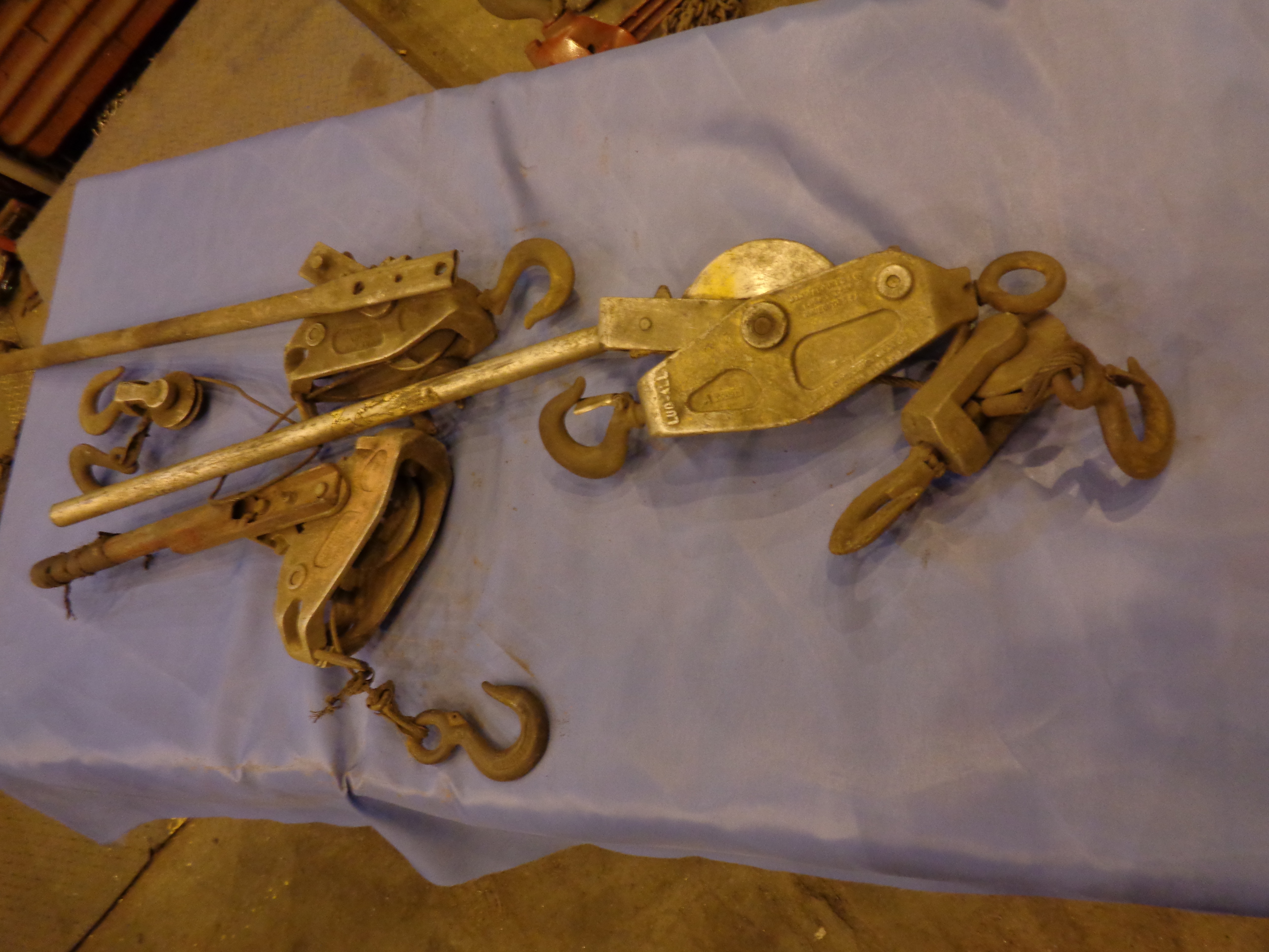 Lot of 3 Wire Rope Come Alongs