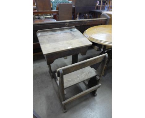 A vintage oak school desk 
