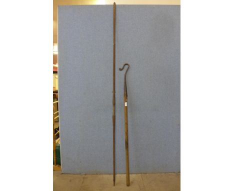 A vintage shepherd's crook and a spear 