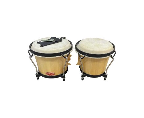 A pair of Stagg bongo drums with key