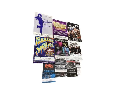 A mixed lot of rock'n'roll tour posters, to include: - The Hollies - 10cc - Rita Coolidge - The Zombies / The Yardbirds - Wis