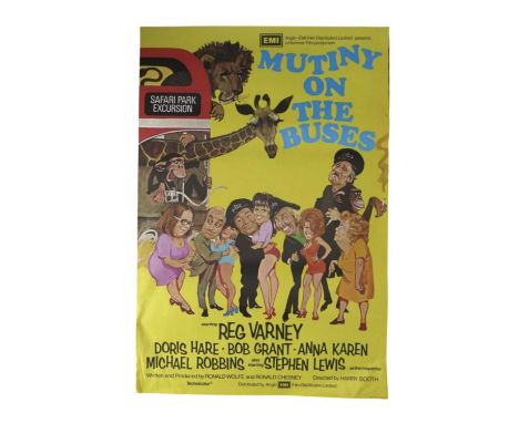 An original British one sheet poster for Mutiny on the Buses (1972) from the Studio Canal Archive at Pinewood Studios.Size ap