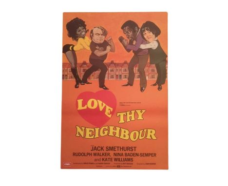 An original British one sheet poster for Love Thy Neighbour (1973) from the Studio Canal Archive at Pinewood Studios.Size app
