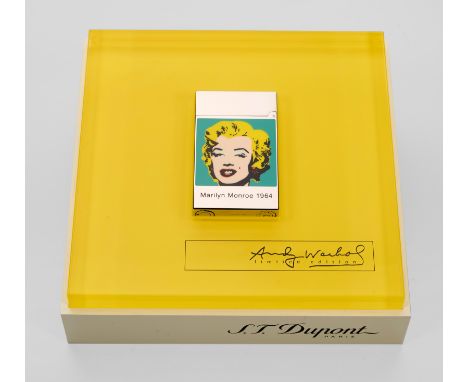 Dupont Feuerzeug Ligne 2-"Andy Warhol/Marilyn Monroe 1964"Platiniertes Metall, polychromer China-Lack. Rechteckig, Darstellun