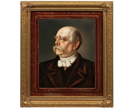 Großes Porzellangemälde mit Bismarck-Porträt der KPM BerlinRepräsentatives Brustbildnis des Reichskanzlers Fürst Otto von Bis