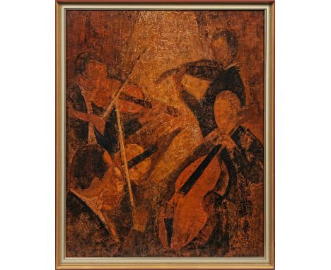 Kazimierz Sramkiewicz(1914 Poniec - 1998 Danzig)"Streichquartett". OriginaltitelIn fein nuancierten, harmonischen Brauntönen 