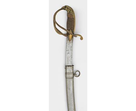 Adlerkopfsäbel für Offiziere des 2. Dragoner-RegimentsBeidseitig gekehlte und geschwungene Klinge mit breiter Rückenklinge. A