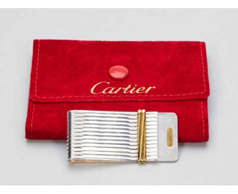 Cartier Geldscheinklammer-Must de Cartier"Collection Vendôme"Silberfarbenes Metall, partiell vergoldet. Nummeriert 013544. Or