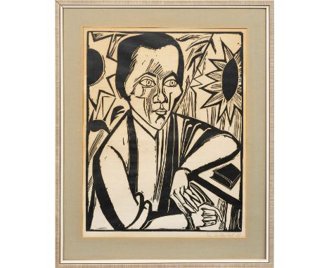 Erich Heckel(1883 Döbeln - 1970 Radolfzell)"Frau". OriginaltitelHolzschnitt/Papier, 1920. Sign. u. dat. 1921. Eins von ca. 15