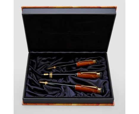 Vintage Montblanc Meisterstück Writers Edition-Set"Friedrich Schiller"3-tlg.; Füllfederhalter, Drehbleistift und Kugelschreib