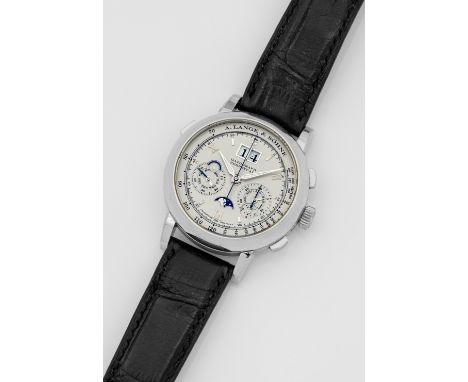 Herrenarmbanduhr von Lange &amp; Söhne-"Datograph Perpetualewiger Kalender" von ca. 2006Platin, gest. 950. Rundes Uhrengehäus