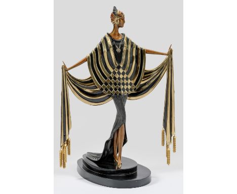 Erté (Romain de Tirtoff)(1892 St. Petersburg - 1990 Paris)"Opening Night". OriginaltitelBronze mit Kaltbemalung u. Teilvergol
