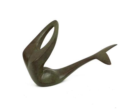 Contemporary bronze sculpture of a mermaid, with French foundry name Paumelle, dated COT 03, limited edition 3/8. Length 20cm