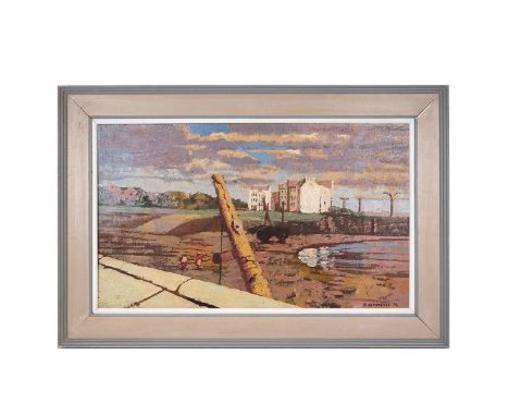 John Semmence (British 1930-1985). Impressionist oil on board of a coastal estuary scene, signed by artist to lower right, J 