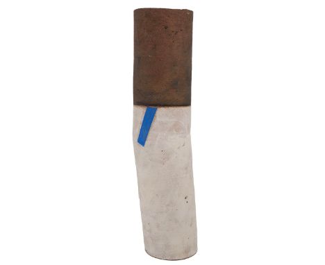 Robin Welch cylindrical studio pottery vase stamped RW to base.&nbsp;Height 37.5cm.
