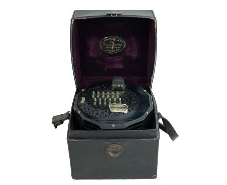 "The Edeophone Concertina" Forty-Eight key English System, treble. Made by Lachenal &amp; Co, London No. 51515, with ebonised