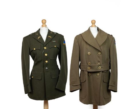 WW2 era USAF officers overcoat and postwar officers tank reg tunic. Overcoat approx size 42R, tunic approximately 34R.