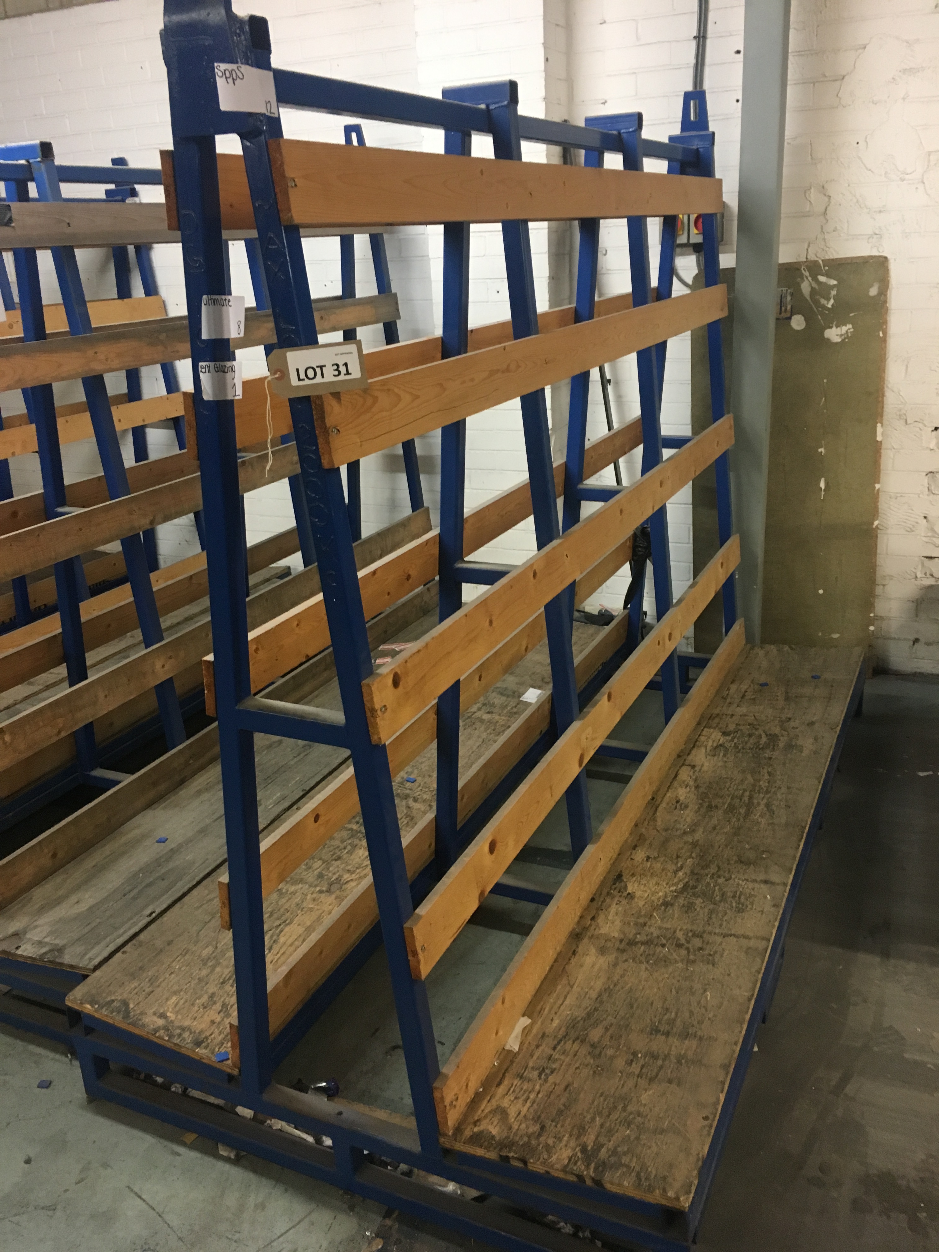 Steel fabricated Aframe glass rack, 2.3 m