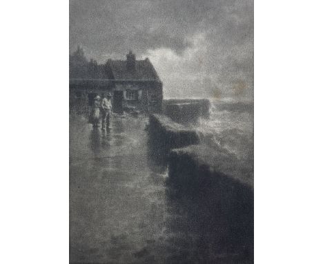 Thomas Barrett (Staithes Group 1845-1924): On the Quayside, mezzotint signed in pencil 15cm x 11cm 