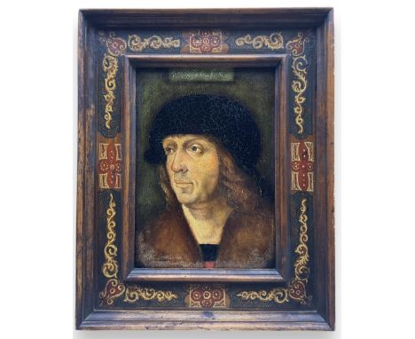 After Hans Leonhard Schäufelein (German 1480-1540): Portrait of a Merchant, oil on panel unsigned, in decorated frame 34cm x 
