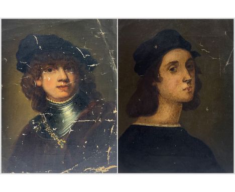 English School (19th Century): Portraits of Rembrandt and Raphael, two oils on canvas unsigned 22cm x 18cm (2) (unframed)