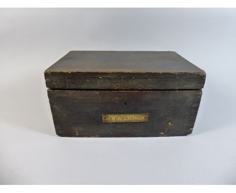 An Early 20th Century Royal Navy Sailors Ditty Box, with a Brass Plate Engraved A.R.Wright, 30x15x20cm