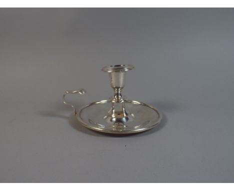 A White Metal Bed Chamber Stick. 15 x 10cm Tall.