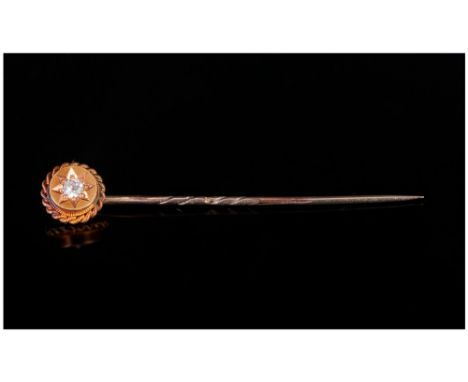 Antique 9ct Gold Diamond Stick Pin