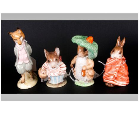 Beswick Beatrix Potter Figures (4) in total 1. Foxy Whiskered Gentleman Beswick no 1277. BP313. Backstamp 4.75 inches high. 2