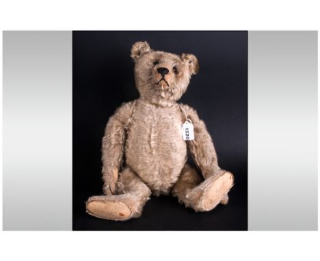 Steiff Light Golden Plush Centre Seam Teddy Bear, early 20th century, fully jointed, hump back, boot button eyes, pronounced 