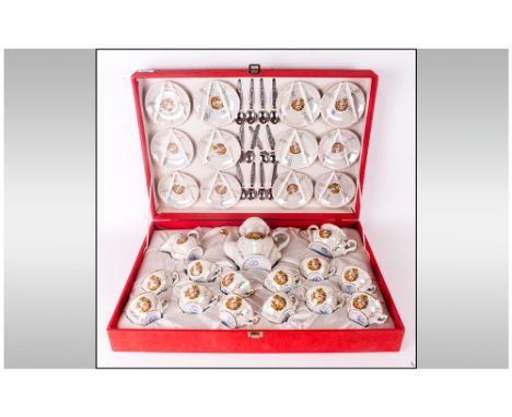 Continental Boxed Tea Set comprising 12 cups, 12 saucers, 12 tea spoons, milk jug, sugar bowl & tea pot. 