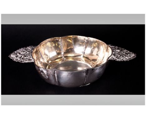 Georgian / Austrian Silver - Hand Crafted Two Handle Porringer. Fully Hallmarked to Base For 1810. Damage To One Panel. Weigh