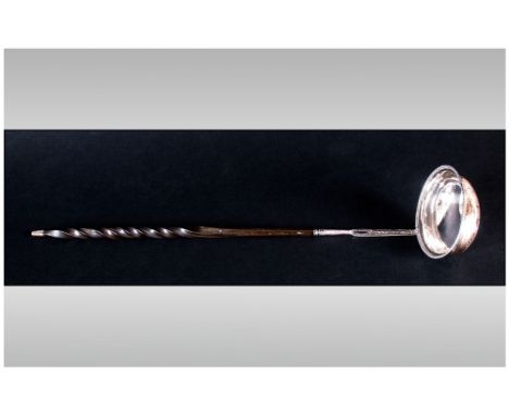 George III Silver Toddy Ladle with Extended Spiral Horn Handle, Terminating with a Silver Tip. c.1780-1800. 12.5 Inches In Le