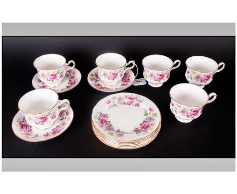Small Quantity of Royal Albert 'Queen Anne' Tea Service comprising cups, saucers and side plates. (15) in total. 
