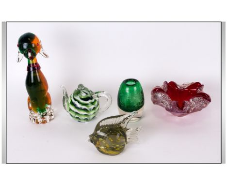 Antique French Opaline Glass Decorated Lidded Trinket Box decorated in coloured enamels depicting flowers on moulded bracket 