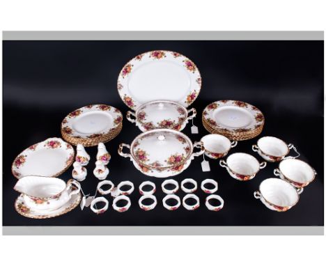 Royal Albert Old Country Roses 41 Piece Part Tea and Dinner Service. Comprises 2 sandwich plates, 2 tureens and lids, gravy b