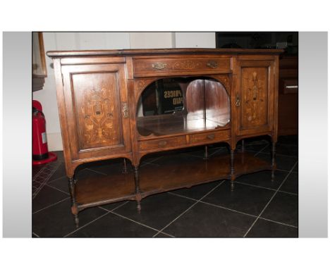 An Edwardian Rose Wood Inlaid Chiffonier Cabinet profusely inlaid to the doors and floral decoration with ivory satin wood an