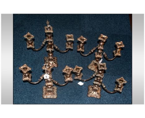 Set Of 4 Matched 2 Branch, 3 Light Candelabras 
